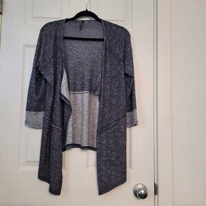 Lightweight open cardigan-3/4 sleeve-faux dark denim/grey-Boho yet chic - Medium